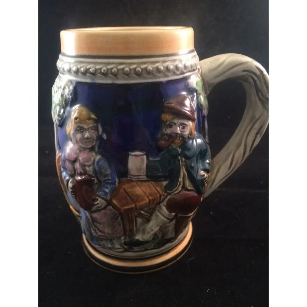 VTG German Style Beer Stein‎ Mugs Pair 5.5